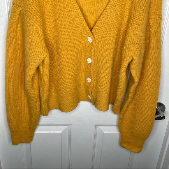 Rag & Bone Liana Merino Wool/Alpaca Blend Chunky Knit Cardigan In Yellow M - Picture 5 of 11